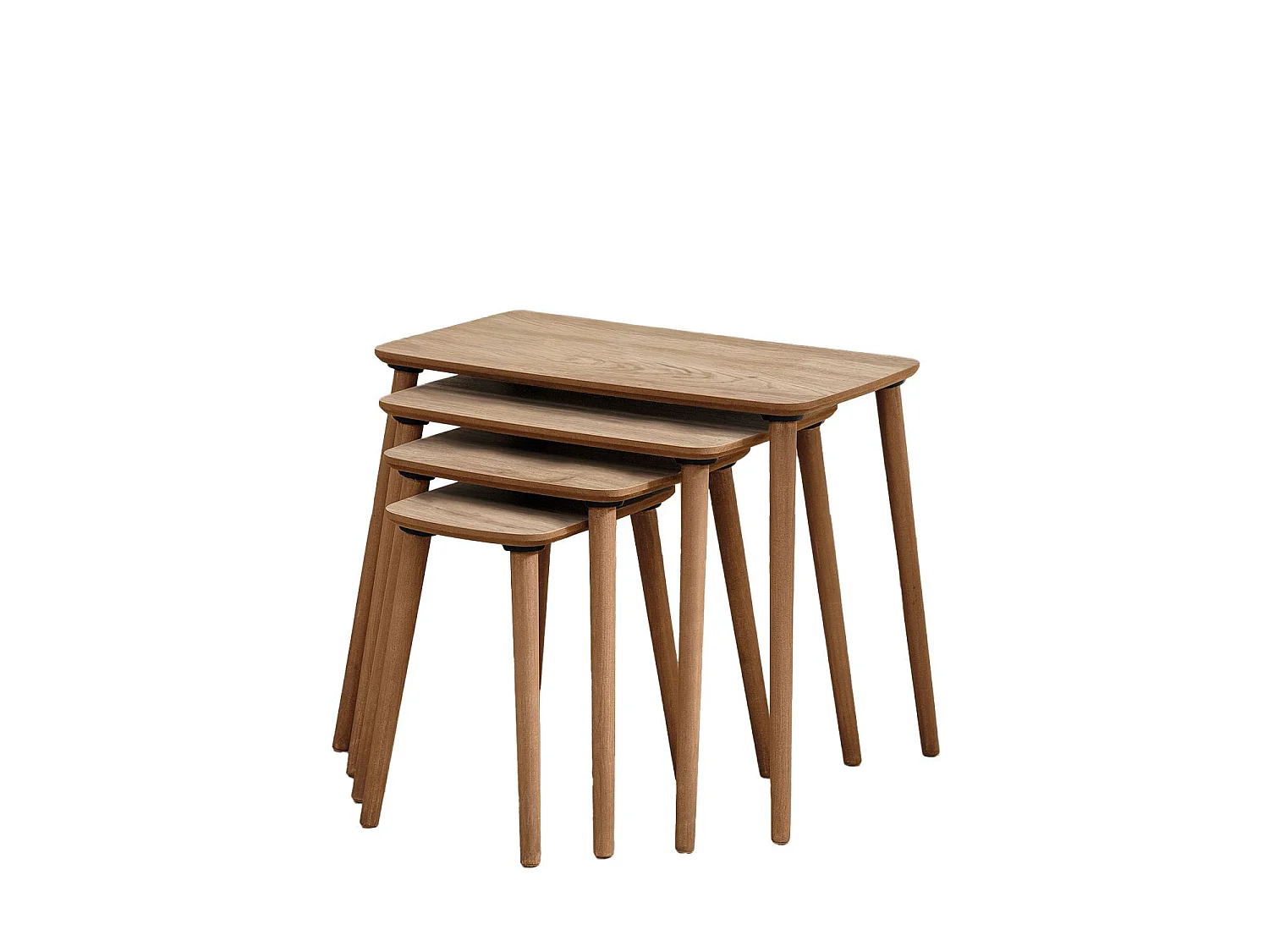 Elegant Skandinavisk Stil Nesting Bord "Luci" Set om 4 - Ek Finish 70 x 40 x 55 cm