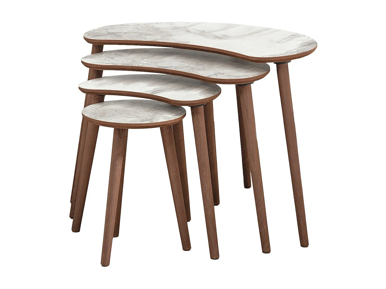 Table gigogne (4 pièces) en bois "Moon" 40 x 75 x 55 cm - Blanc