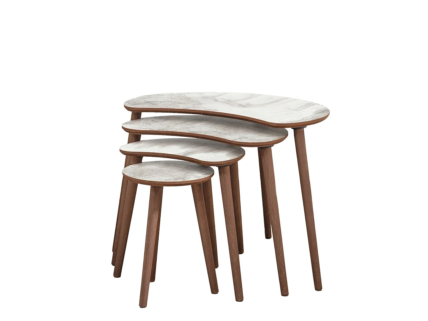 Table gigogne (4 pièces) en bois "Moon" 40 x 75 x 55 cm - Blanc