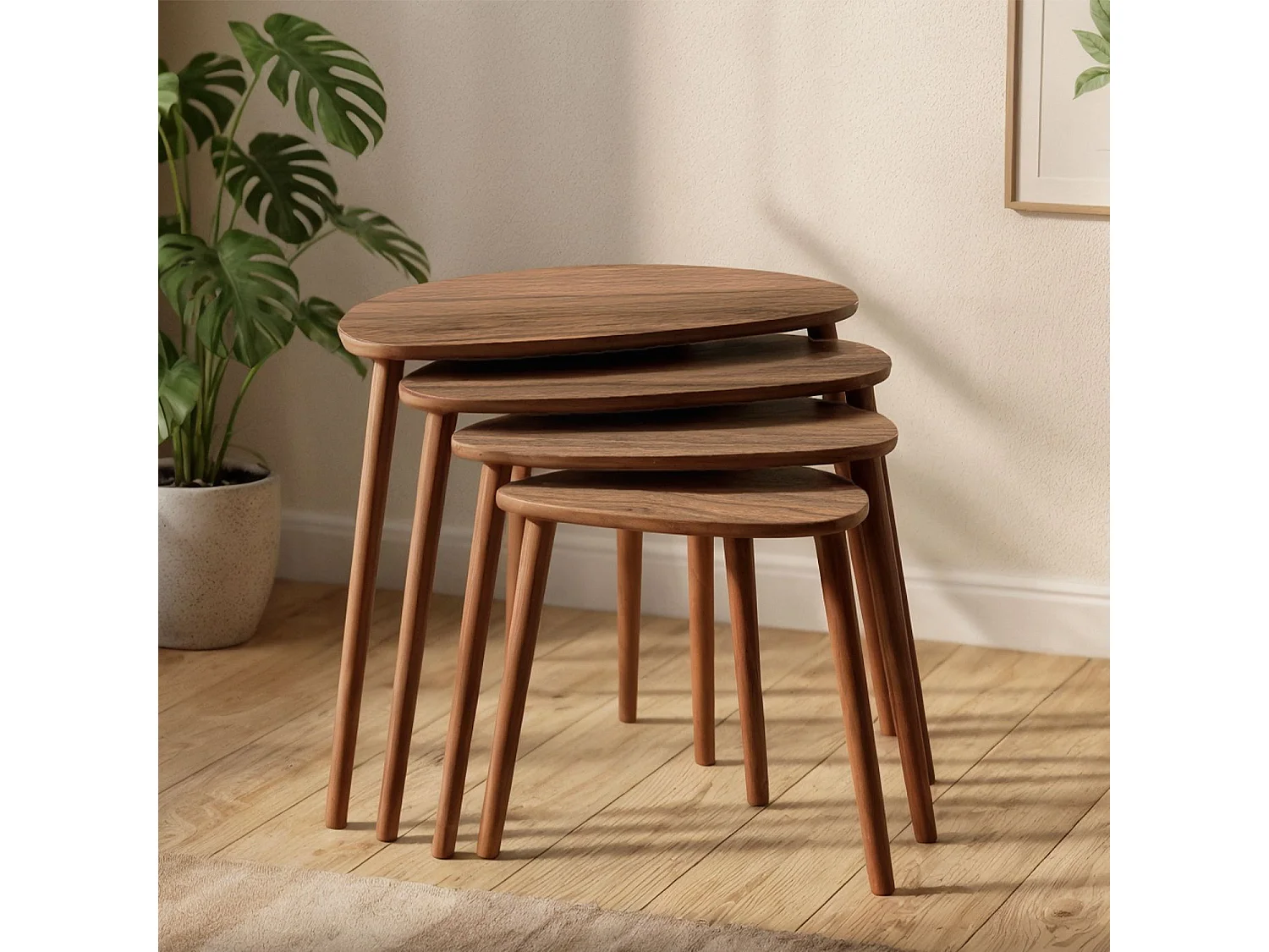 Table gigogne (4 pièces) en bois "Nora" 68 x 45 x 55 cm - Noyer