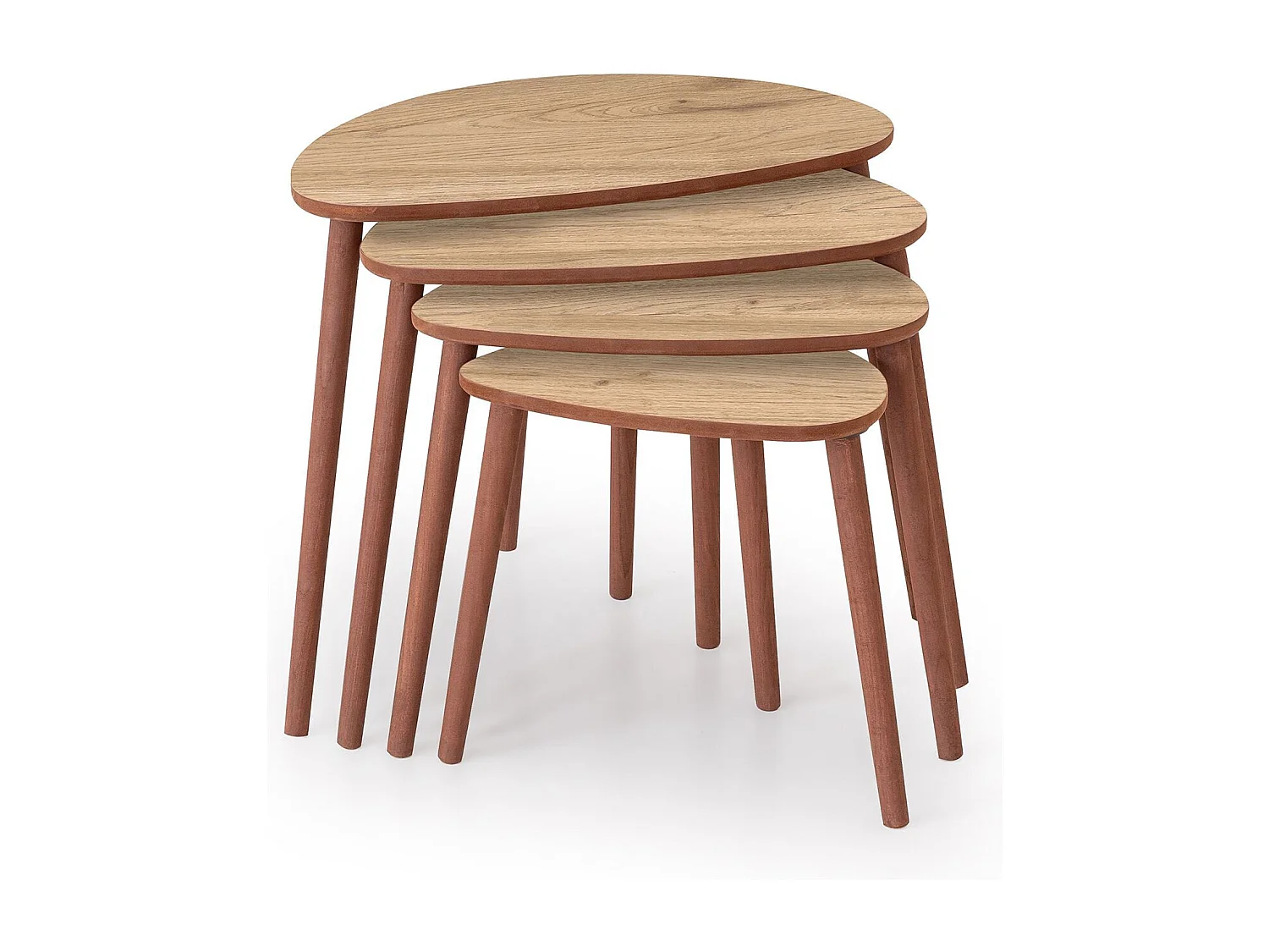 Table gigogne (4 pièces) en bois "Nora" 68 x 45 x 55 cm - Chêne