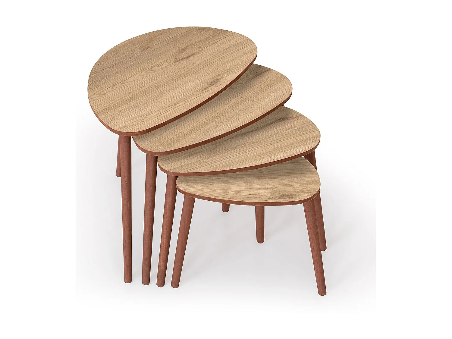 Table gigogne (4 pièces) en bois "Nora" 68 x 45 x 55 cm - Chêne