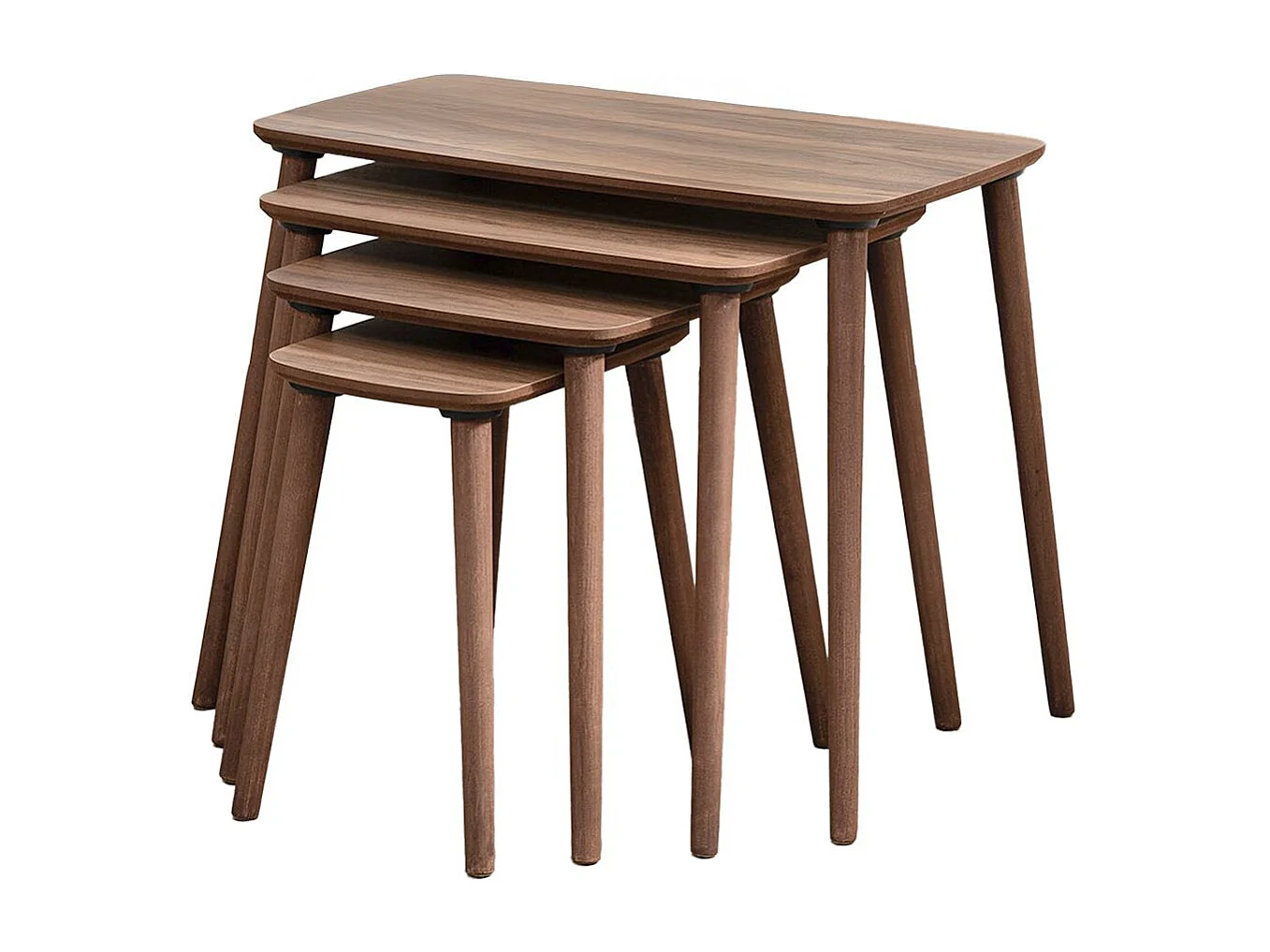 Satztisch (4 Stück) aus Holz "Luci" 70 x 40 x 55 cm - Nussbaum