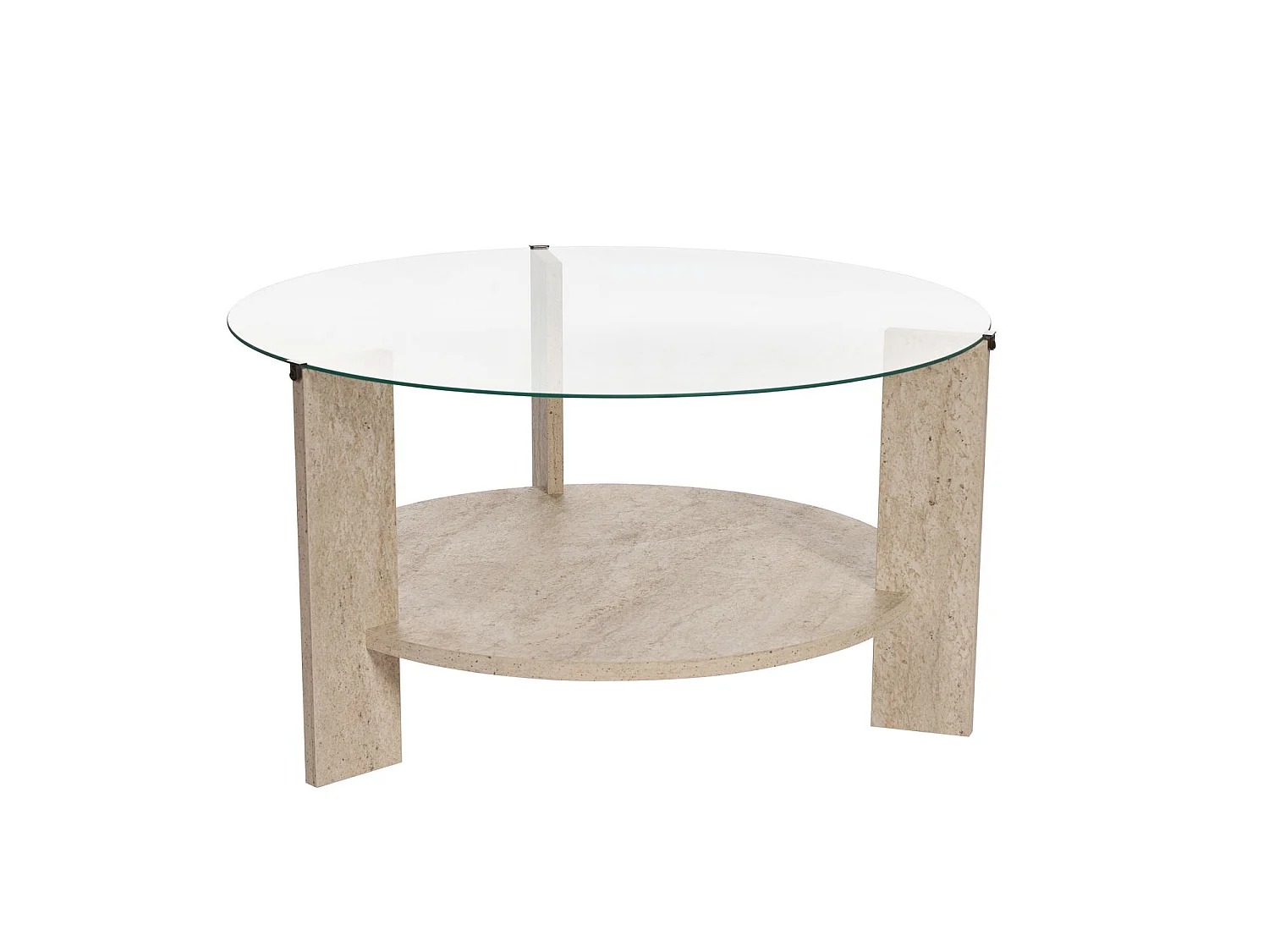 Table basse en verre trempé - Effet travertin beige - SENIRA