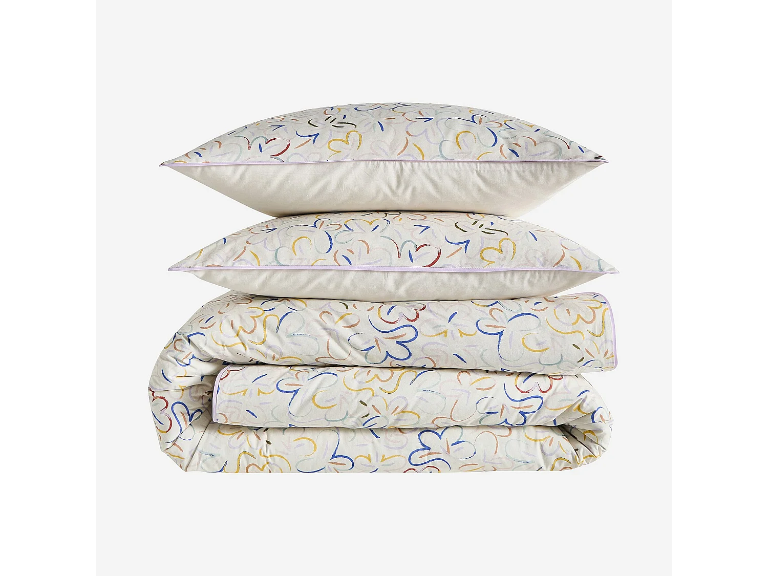 Parure de lit en percale de coton bio - 260 x 240 cm - Motifs à fleurs - Design by Floriane Jacques