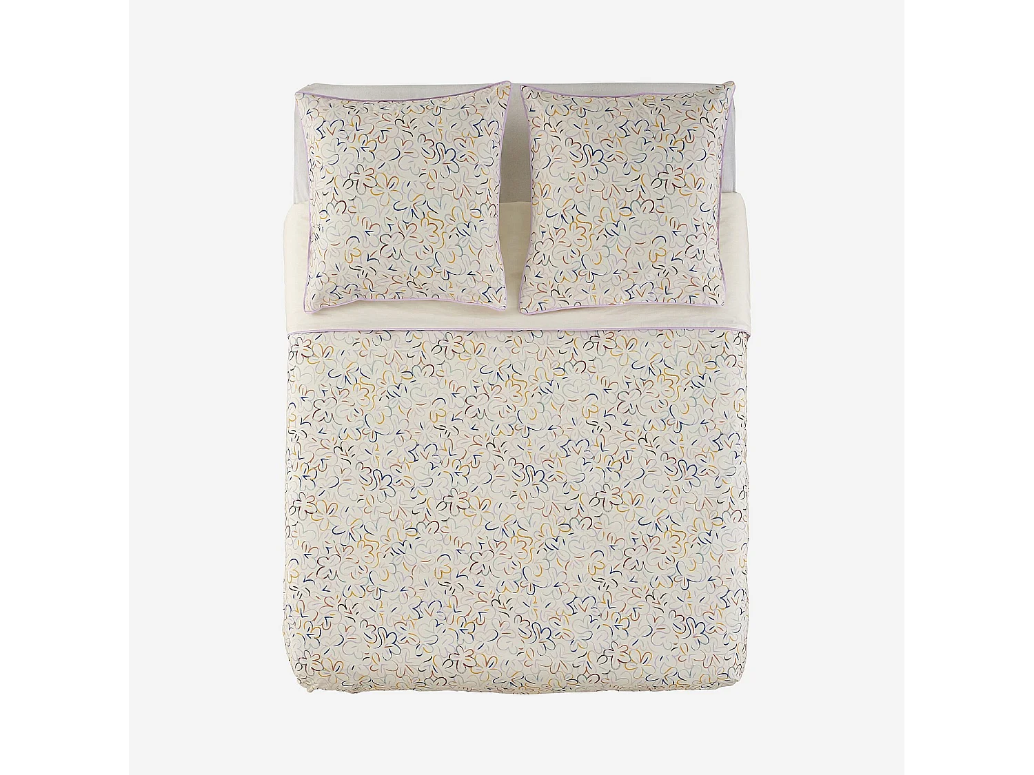 Parure de lit en percale de coton bio - 260 x 240 cm - Motifs à fleurs - Design by Floriane Jacques