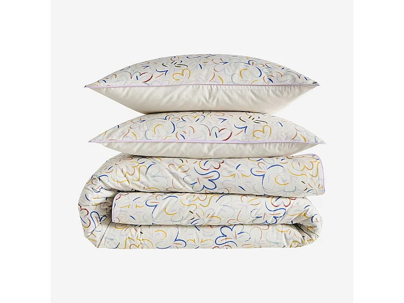 Habitat - Parure de lit en percale de coton bio - 260 x 240 cm - Motifs à fleurs - Design by Floriane Jacques - Albane