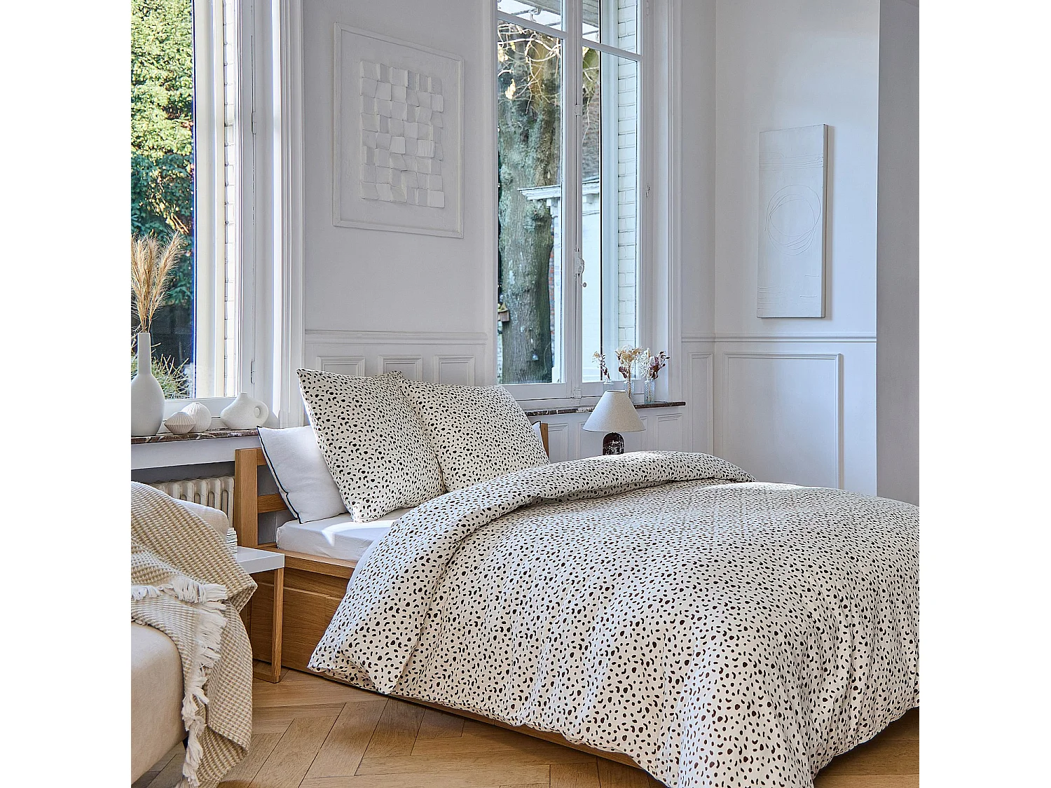 Parure de lit en double gaze de coton - 260 x 240 cm - Marron - Design by Floriane Jacques