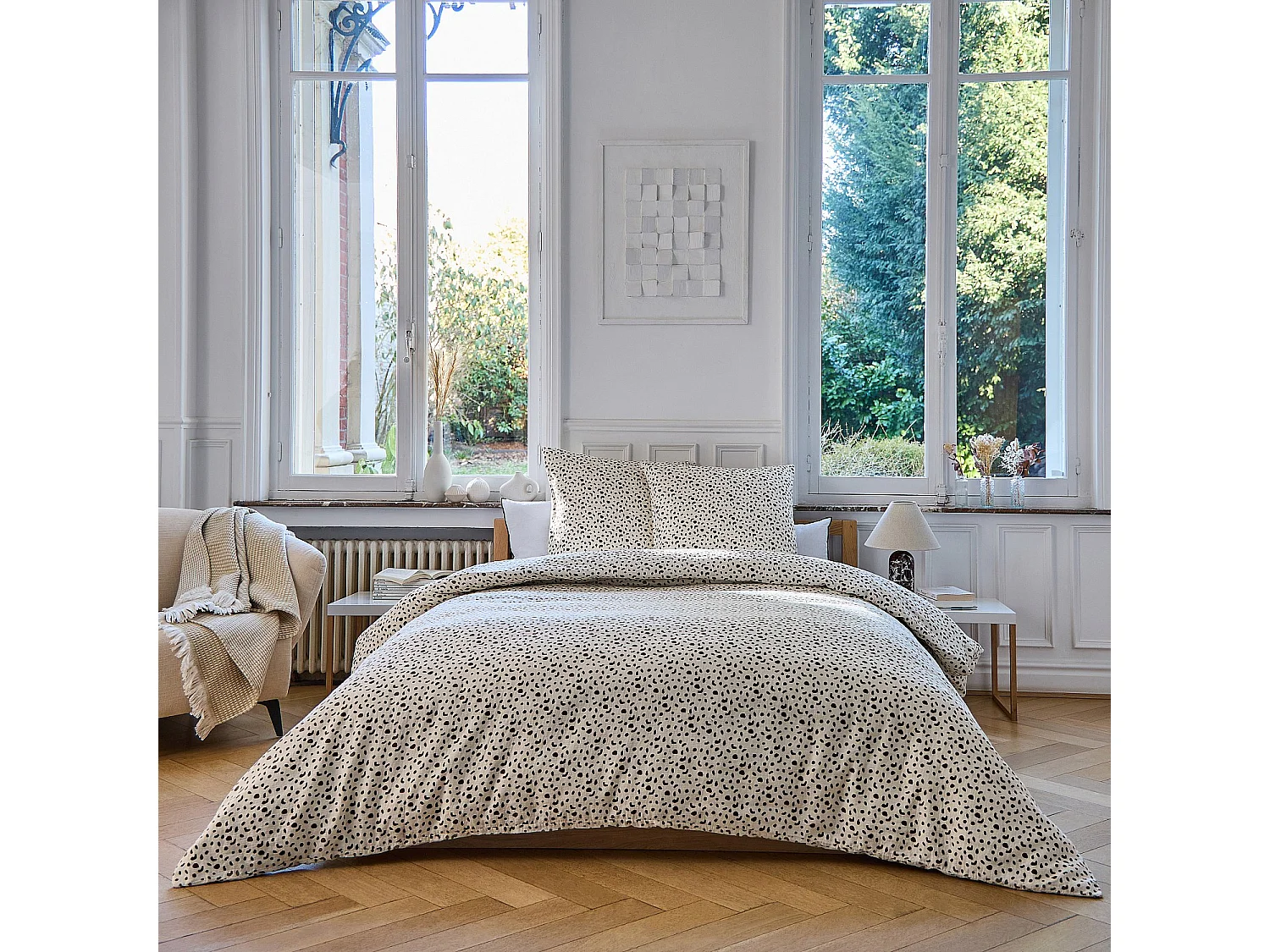 Parure de lit en double gaze de coton - 260 x 240 cm - Marron - Design by Floriane Jacques