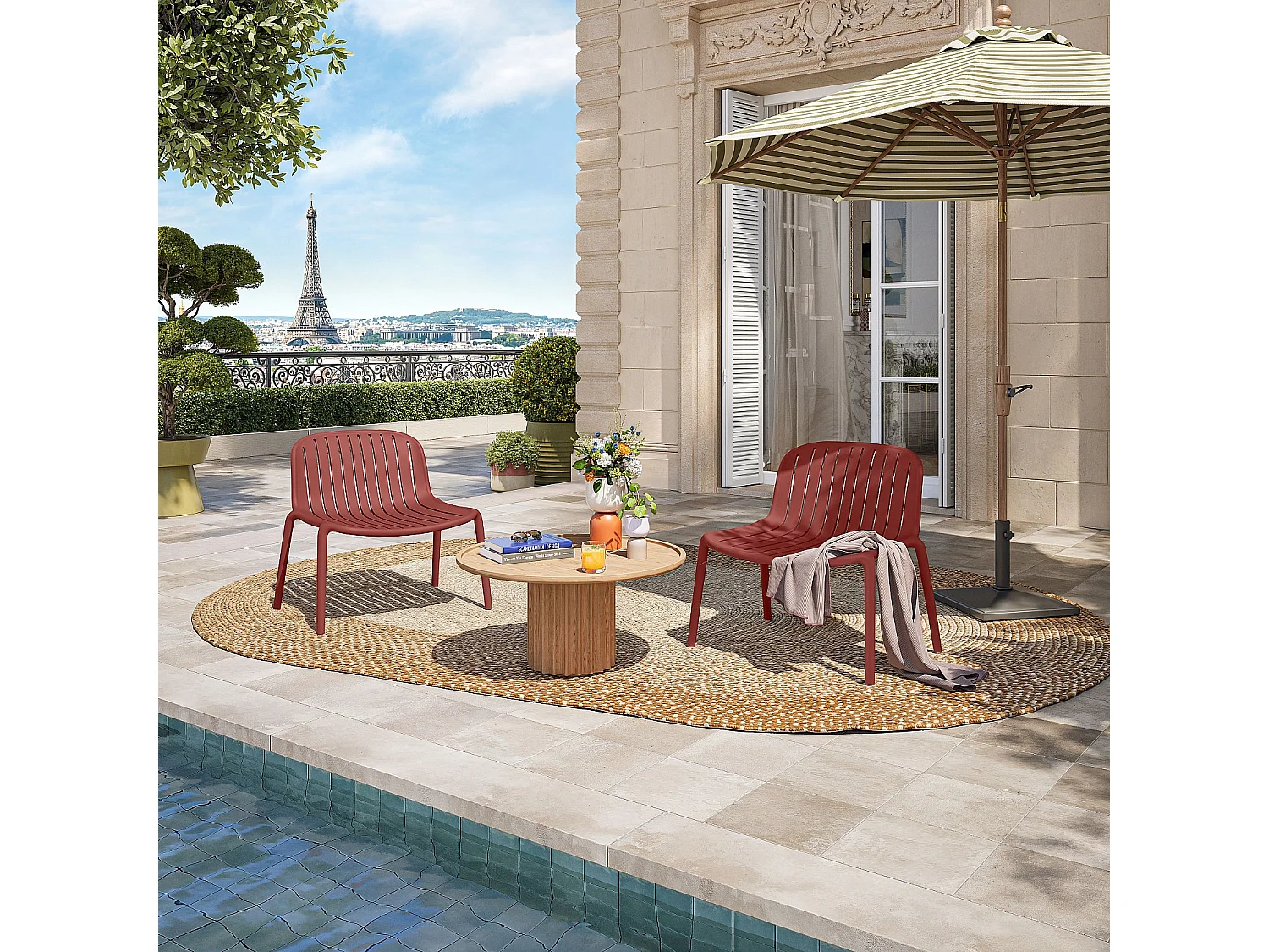 Habitat - Fauteuil de jardin en polypropylène - Rouge parme - Arzon