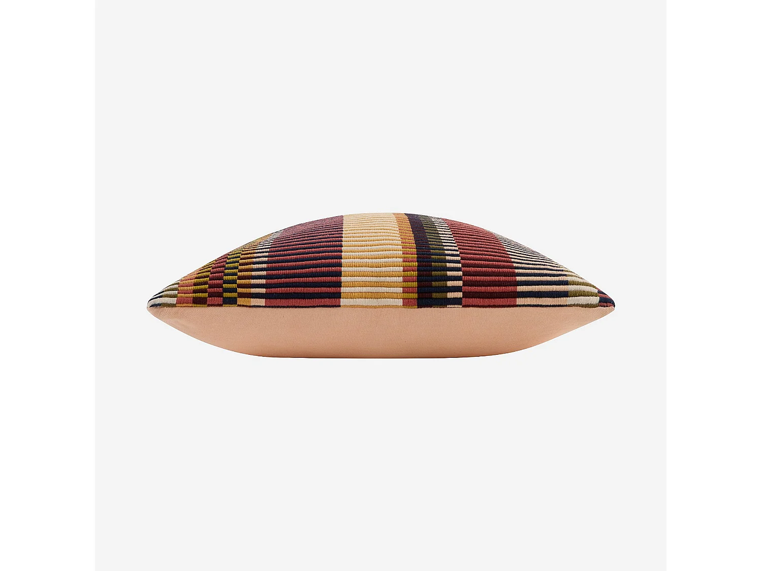 Coussin en coton côtelé - 50 x 50 cm - Motifs à rayures - Brun et Rouge