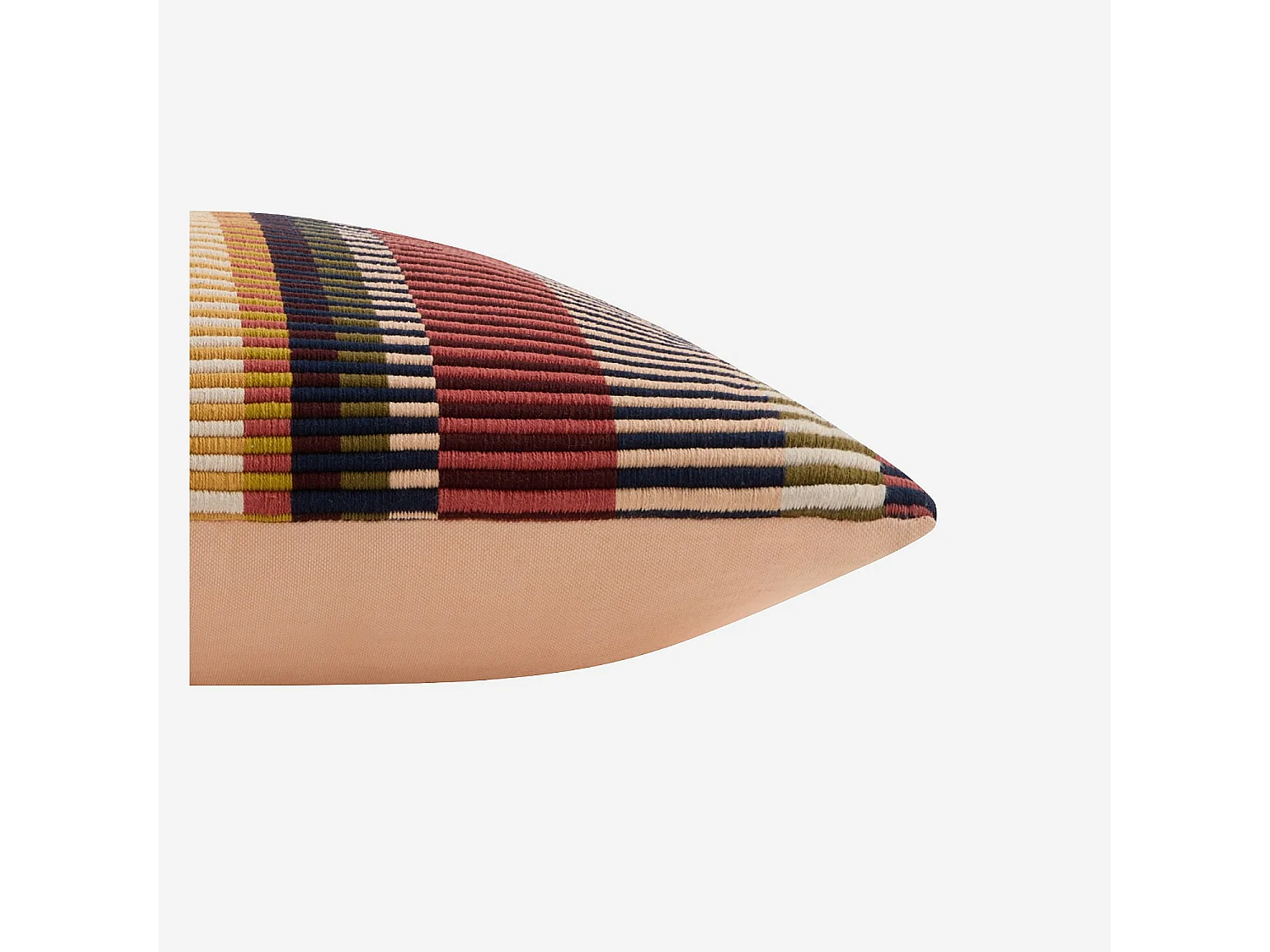 Coussin en coton côtelé - 50 x 50 cm - Motifs à rayures - Brun et Rouge