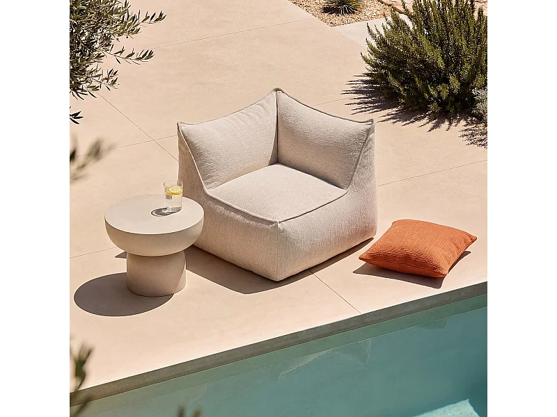 Habitat - Fauteuil d'angle de jardin en tissu déperlant - Crème - Terzo
