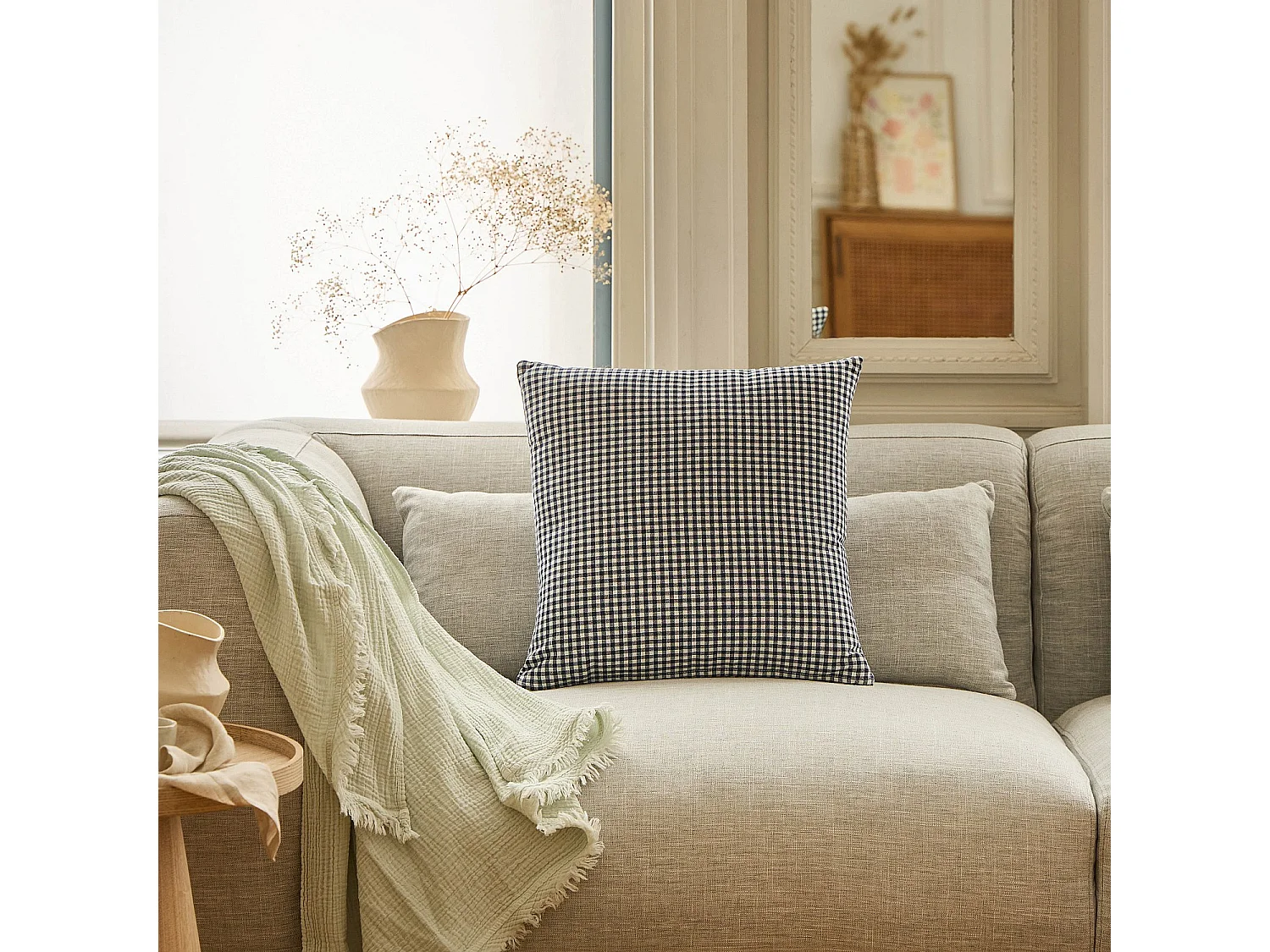 Coussin en coton - 45 x 45 cm - Bleu Marine