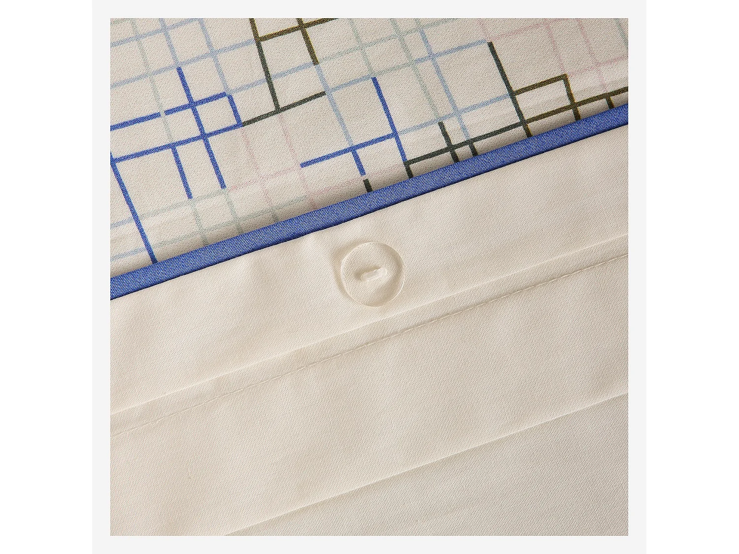 Parure de lit en percale de coton bio - 260 x 240 cm - Motifs à carreaux - Design by Floriane Jacques