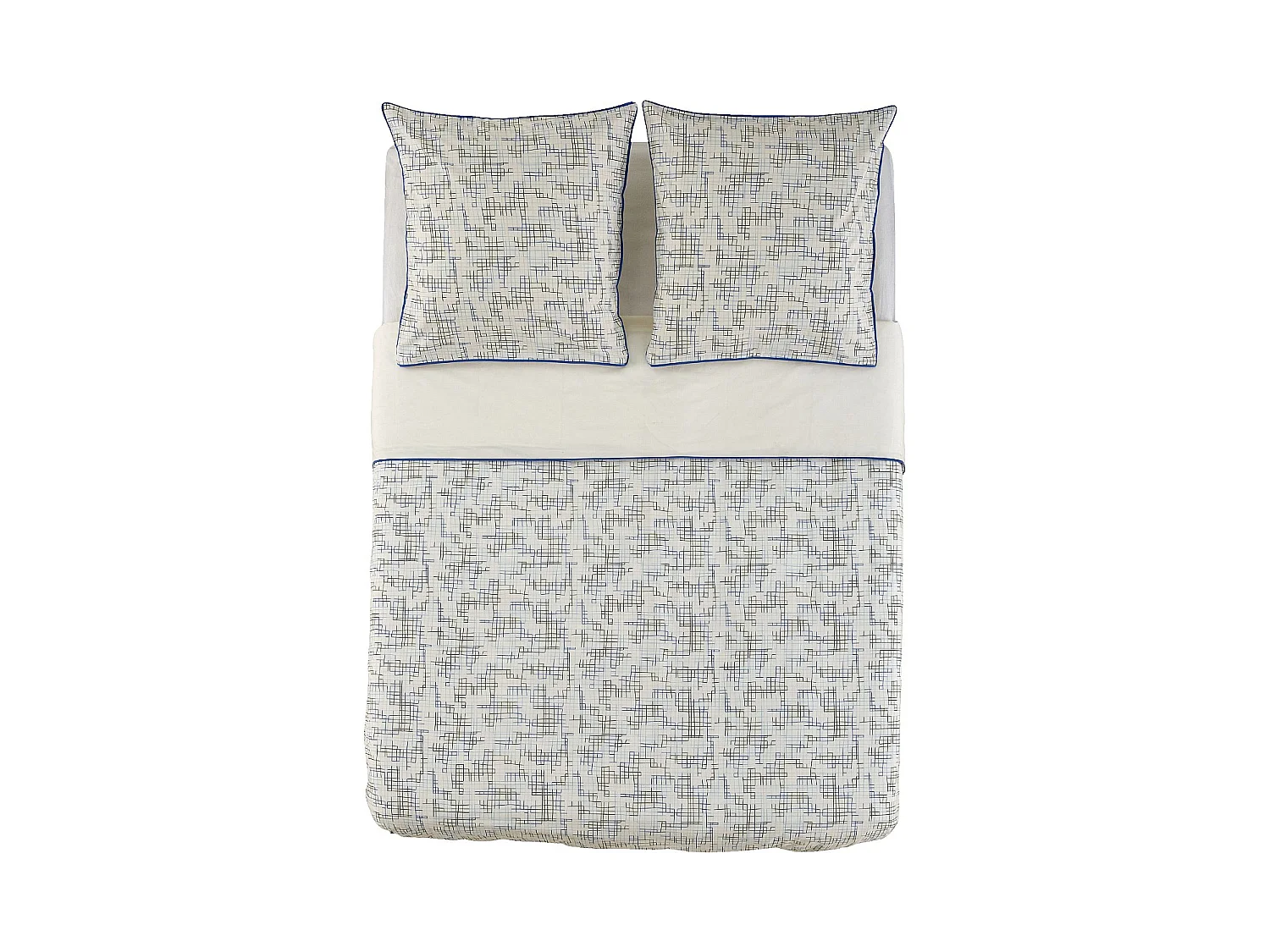 Habitat - Parure de lit en percale de coton bio - 260 x 240 cm - Motifs à carreaux - Design by Floriane Jacques - Gloria