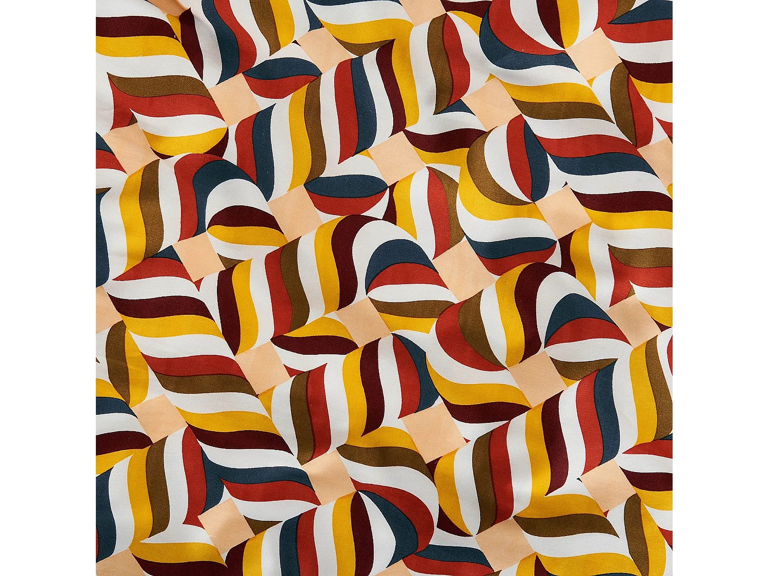 Habitat - Parure de lit réversible en satin de coton bio - 260 x 240 cm - Bleu nuit et Bordeaux - Design by Floriane Jacques - Claudia