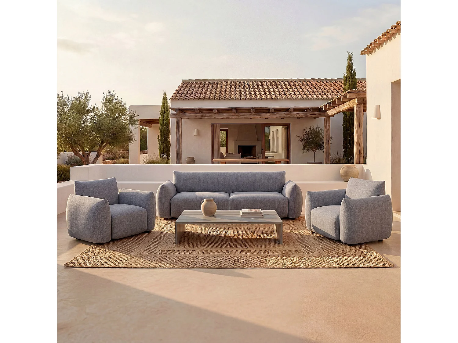 Fauteuil de jardin en tissu déperlant - Gris granit