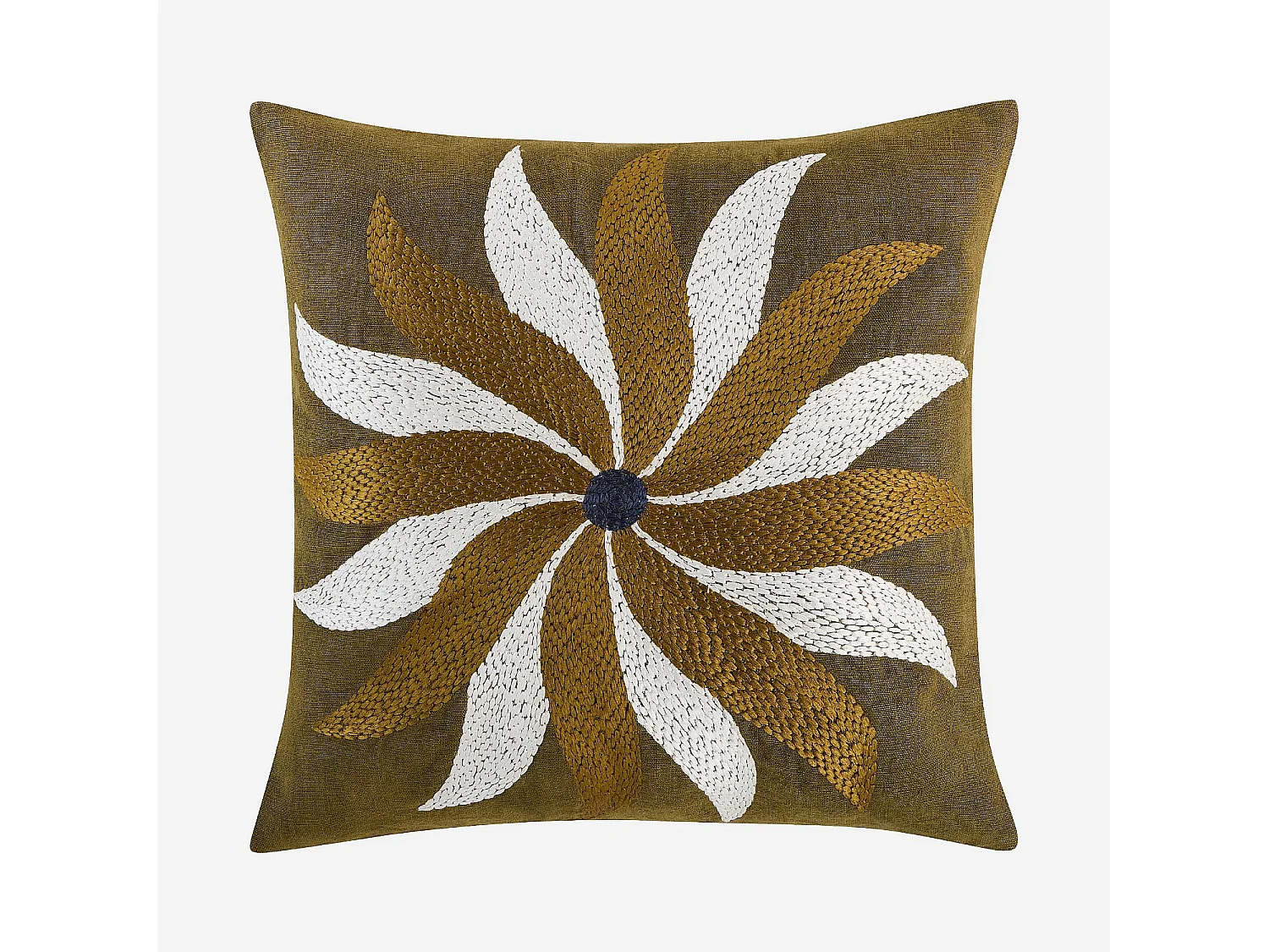 Coussin brodé en lin - 45 x 45 cm - Bronze - Design by Floriane Jacques