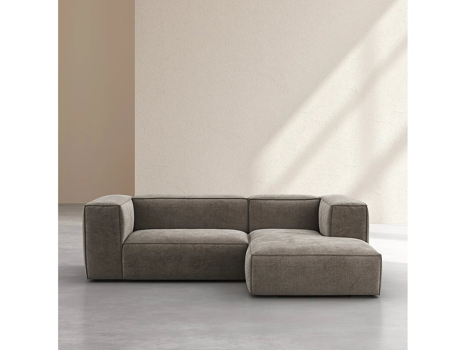 Canapé d'angle droit en tissu Kumal - Gris ardoise