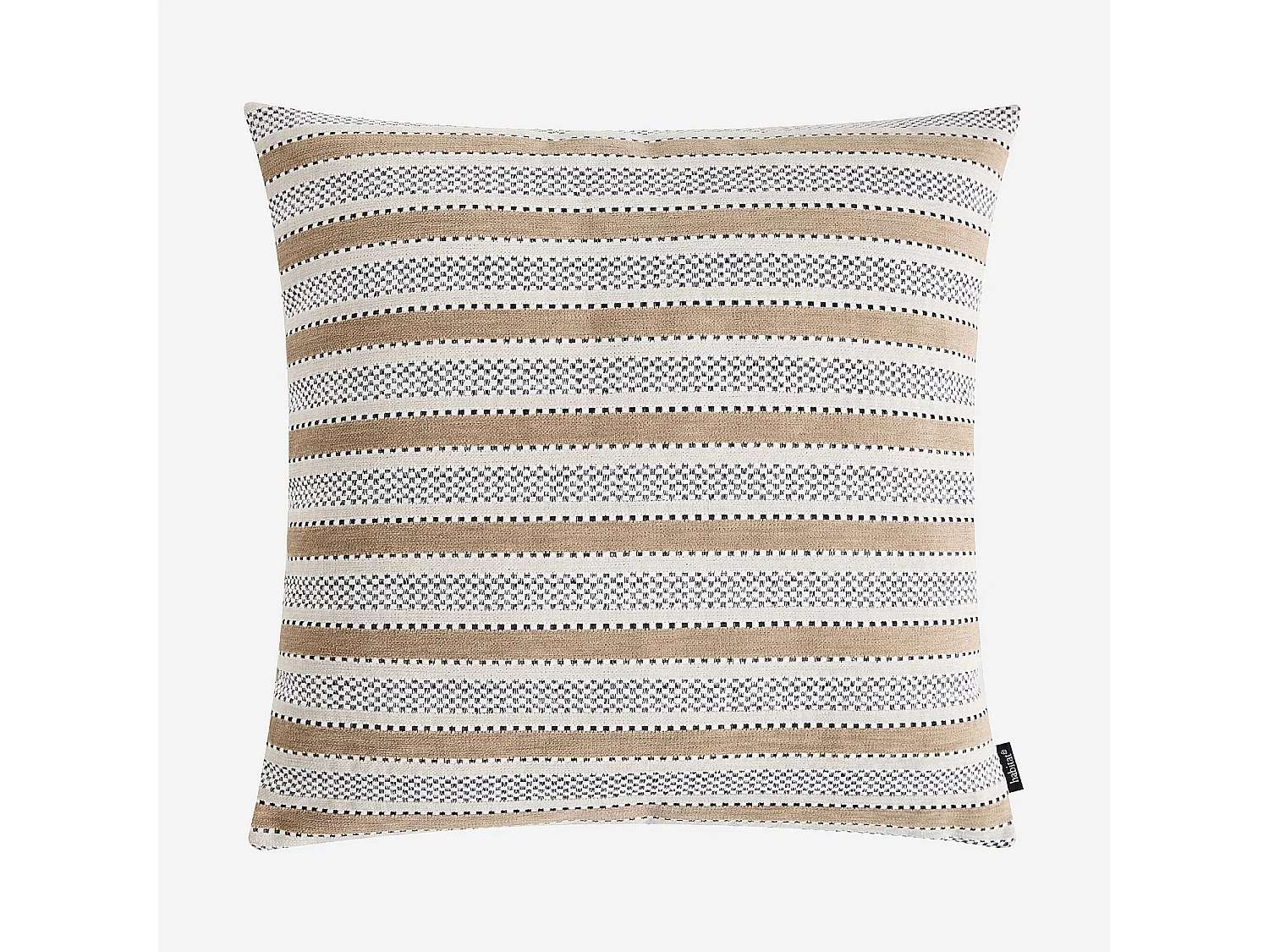 Coussin en tissu jacquard - 44 x 44 cm - Motifs à rayures - Beige
