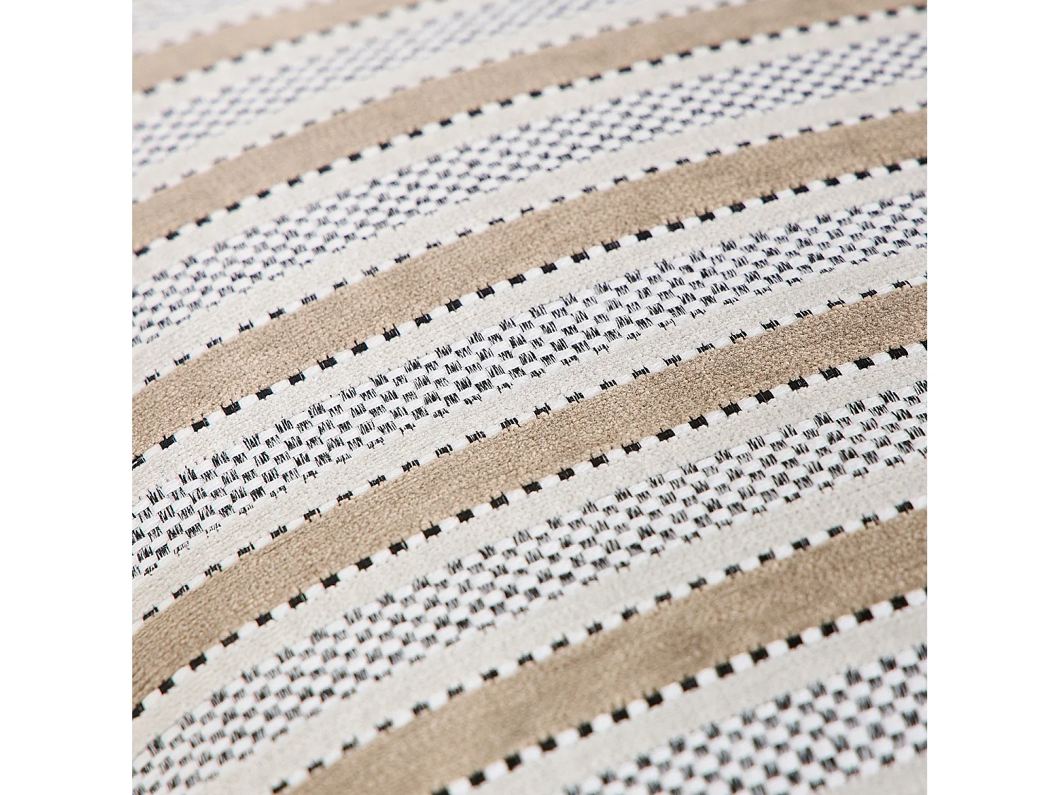 Coussin en tissu jacquard - 44 x 44 cm - Motifs à rayures - Beige