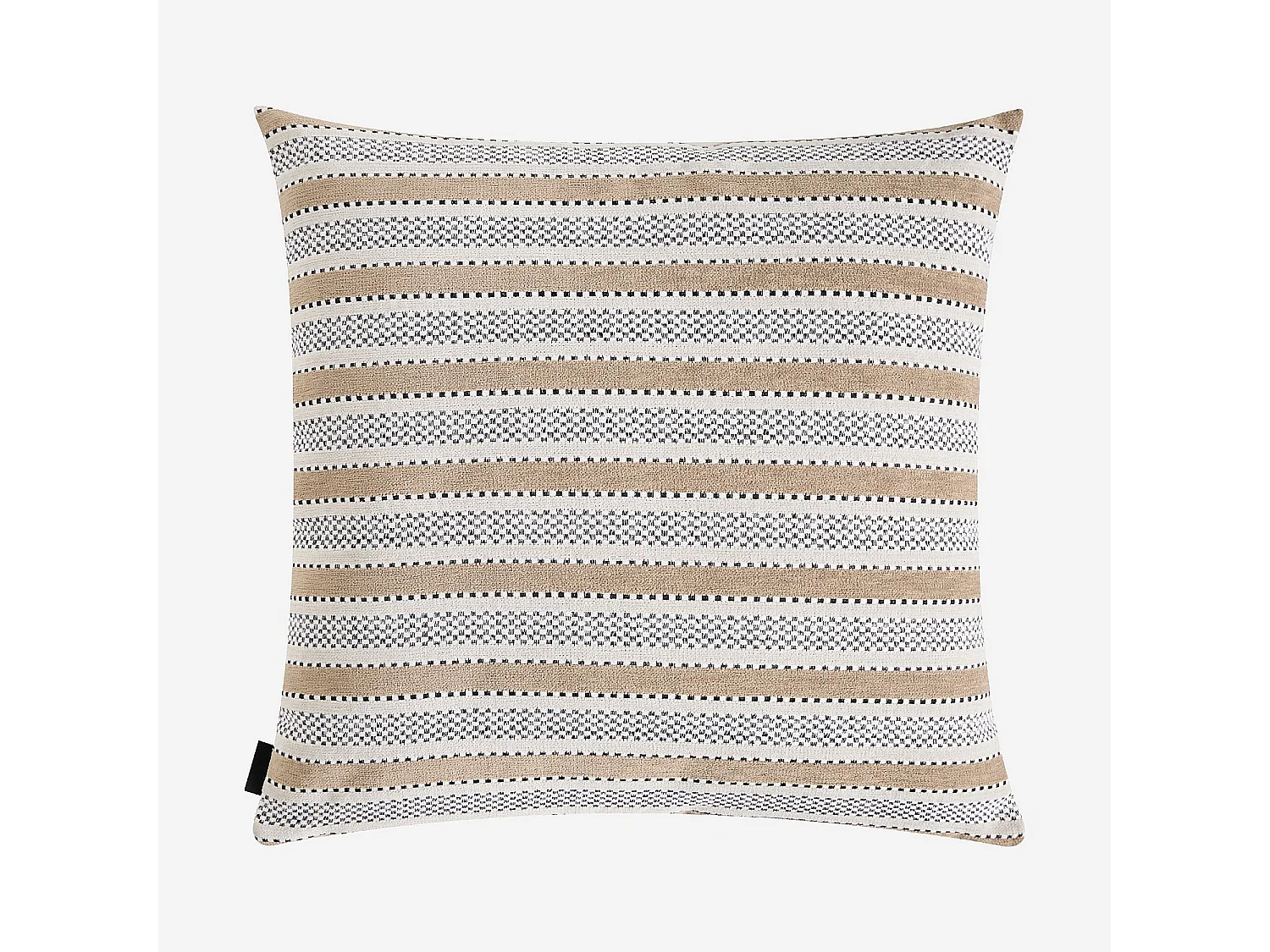 Coussin en tissu jacquard - 44 x 44 cm - Motifs à rayures - Beige