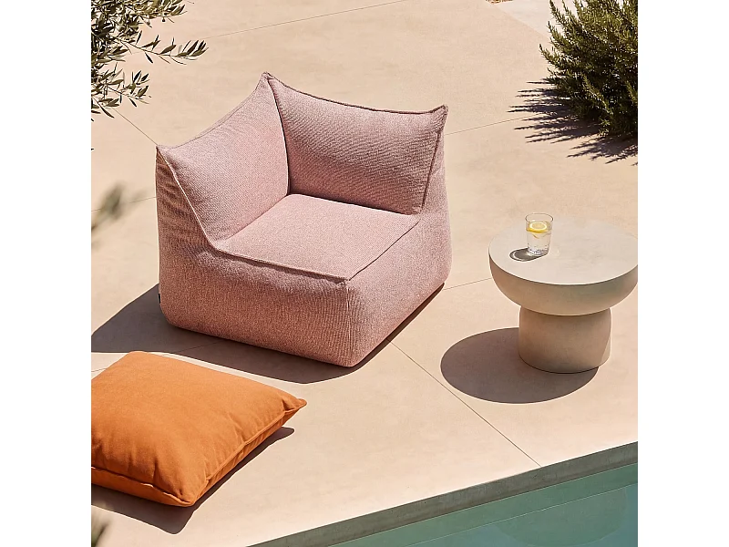 Habitat - Fauteuil d'angle de jardin en tissu déperlant - Rose argile - Terzo