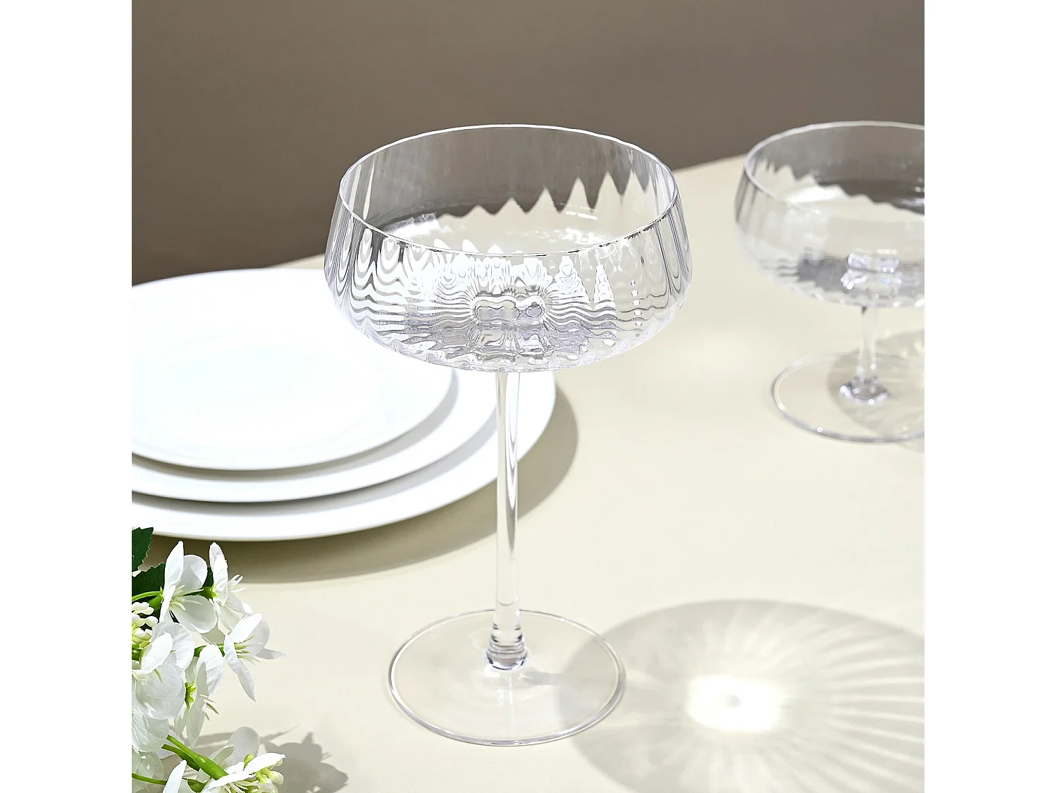 Lot de 6 coupes à champagne en verre cristallin - 32 cl - Transparent