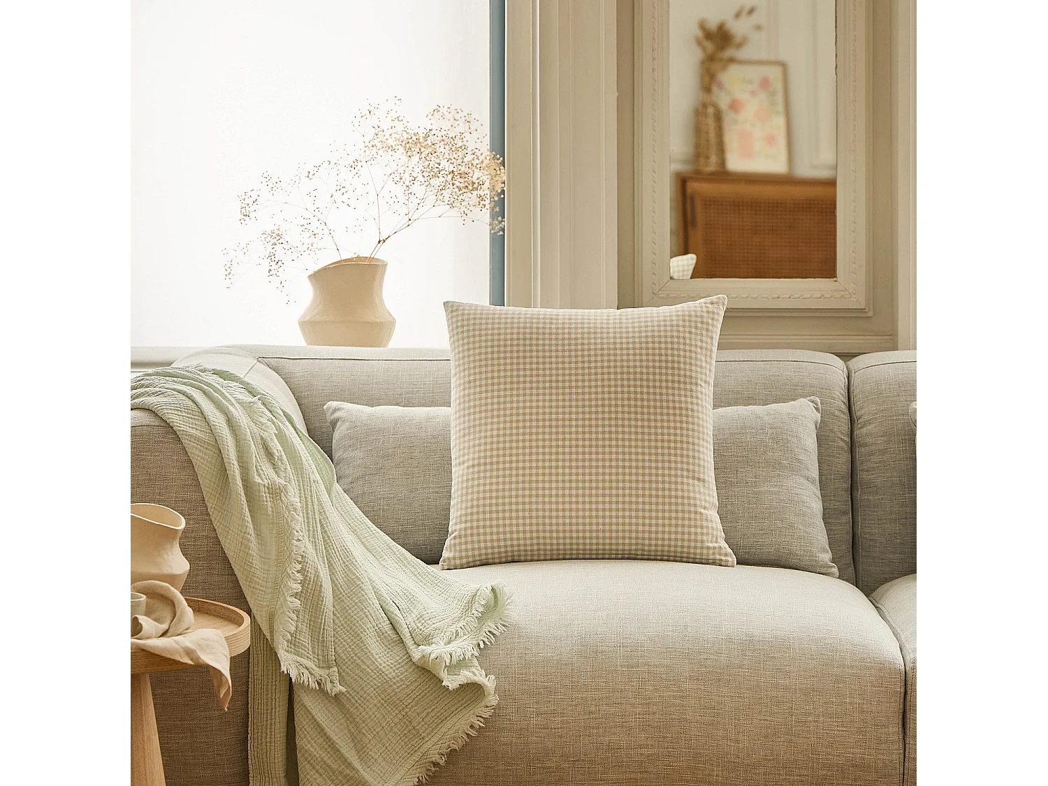 Coussin en coton - 45 x 45 cm - Beige