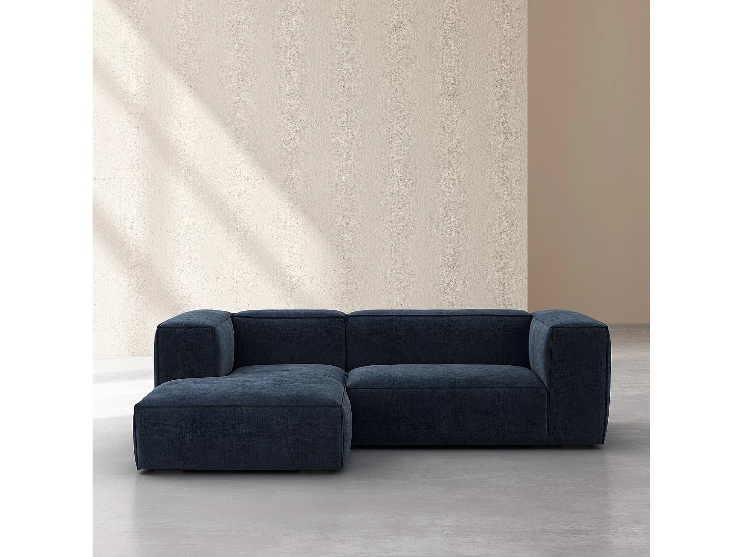 Canapé d'angle gauche en tissu Kumal - Bleu nuit