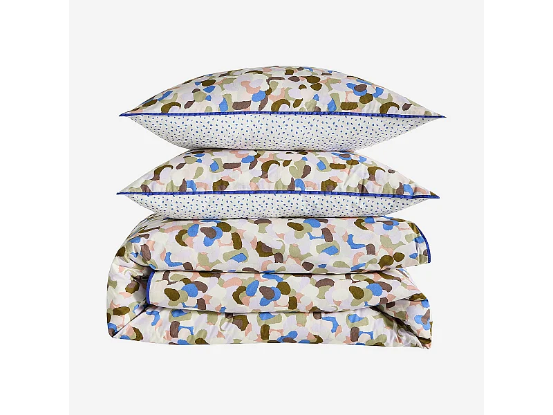Habitat - Parure de lit en percale de coton bio - 240 x 220 cm - Motifs multicolores - Design by Floriane Jacques - Aubin