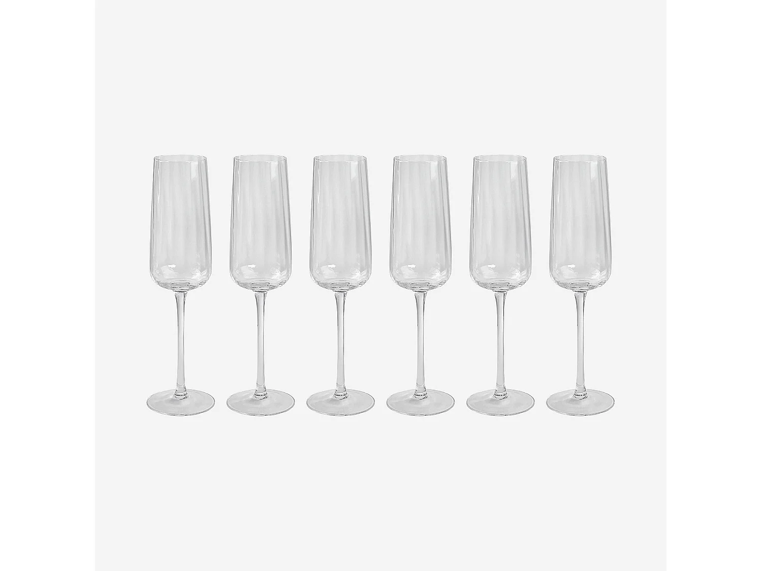 Lot de 6 flûtes à champagne en verre cristallin - 28 cl - Transparent