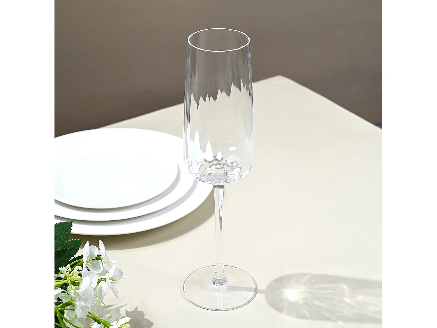 Lot de 6 flûtes à champagne en verre cristallin - 28 cl - Transparent