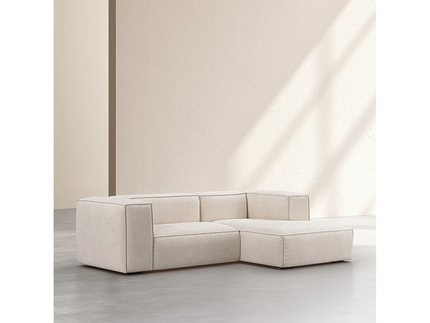 Habitat - Canapé d'angle droit en tissu Kumal - Écru - Edwin