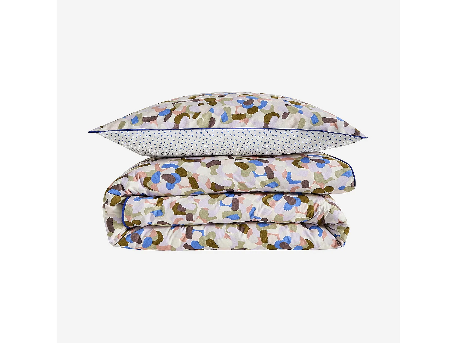 Parure de lit en percale de coton bio - 140 x 200 cm - Motifs multicolores - Design by Floriane Jacques