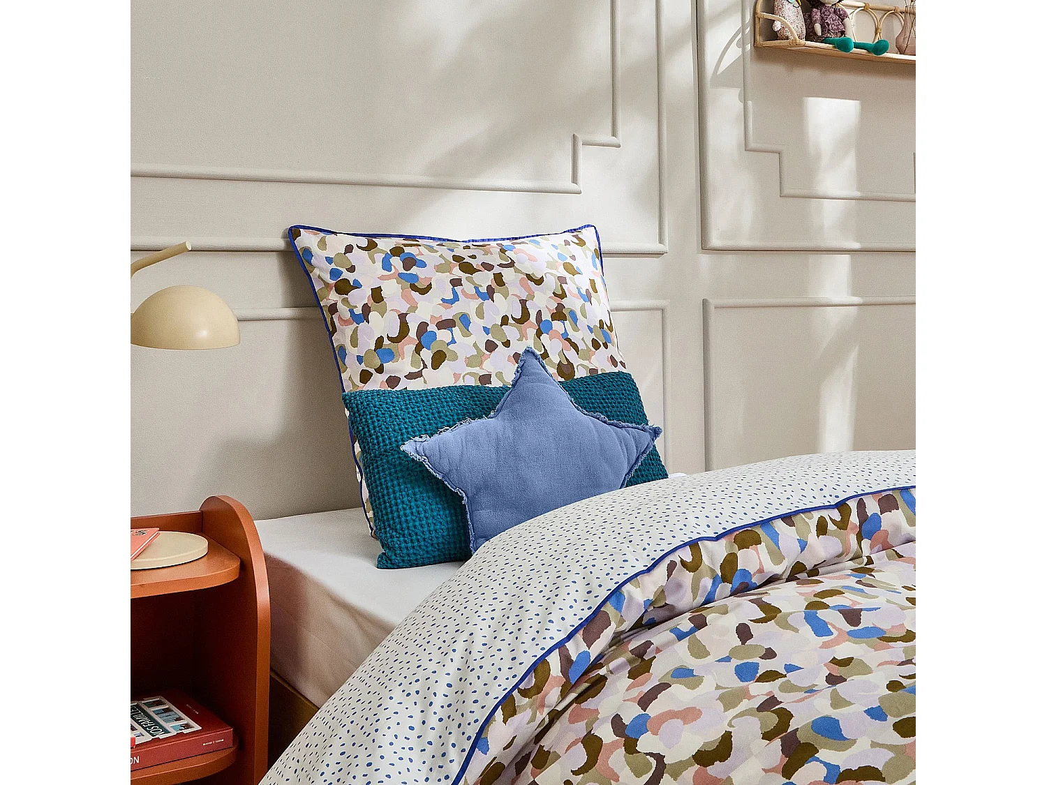 Parure de lit en percale de coton bio - 140 x 200 cm - Motifs multicolores - Design by Floriane Jacques