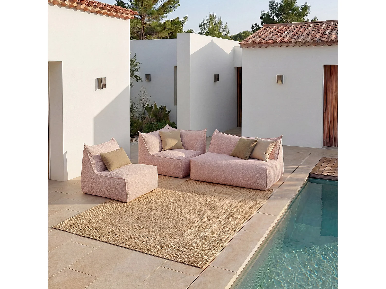 Habitat - Fauteuil de jardin en tissu déperlant - Rose argile - Terzo