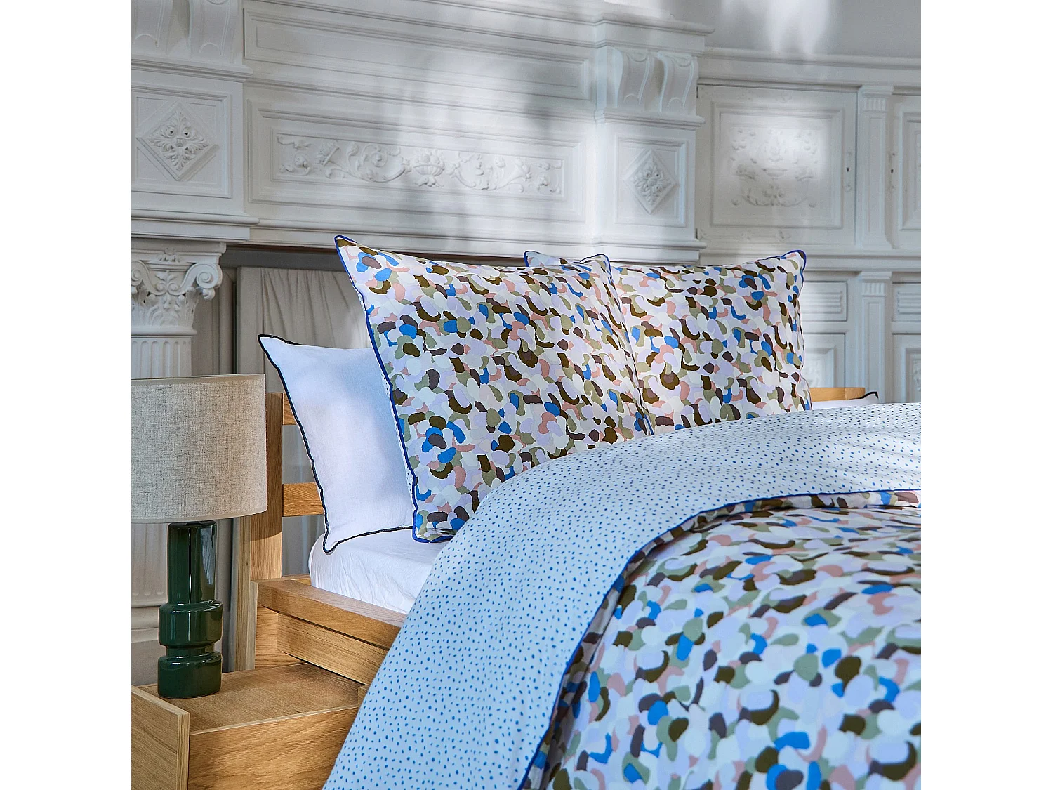 Parure de lit en percale de coton bio - 260 x 240 cm - Motifs multicolores - Design by Floriane Jacques