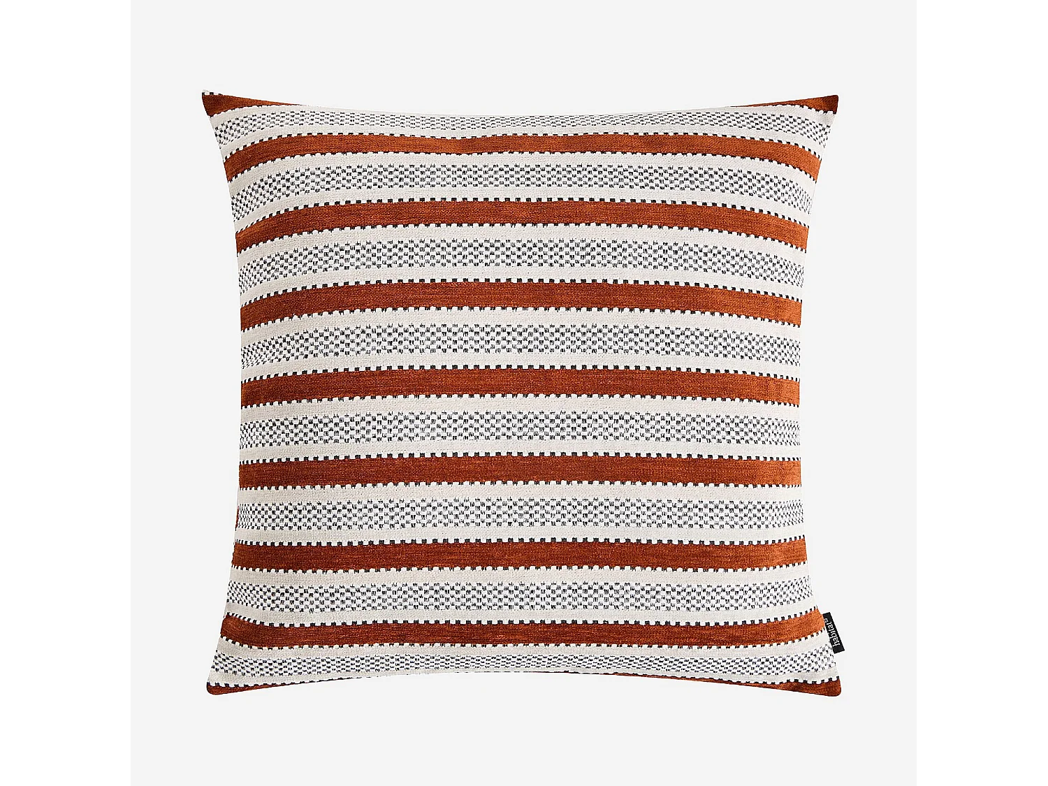 Coussin en tissu jacquard - 44 x 44 cm - Motifs à rayures - Terracotta