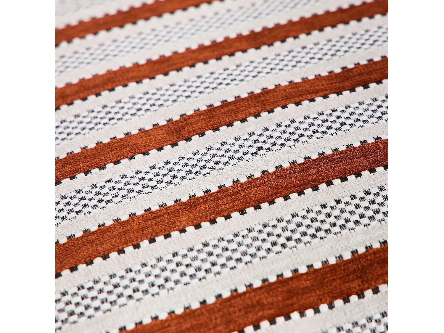 Coussin en tissu jacquard - 44 x 44 cm - Motifs à rayures - Terracotta