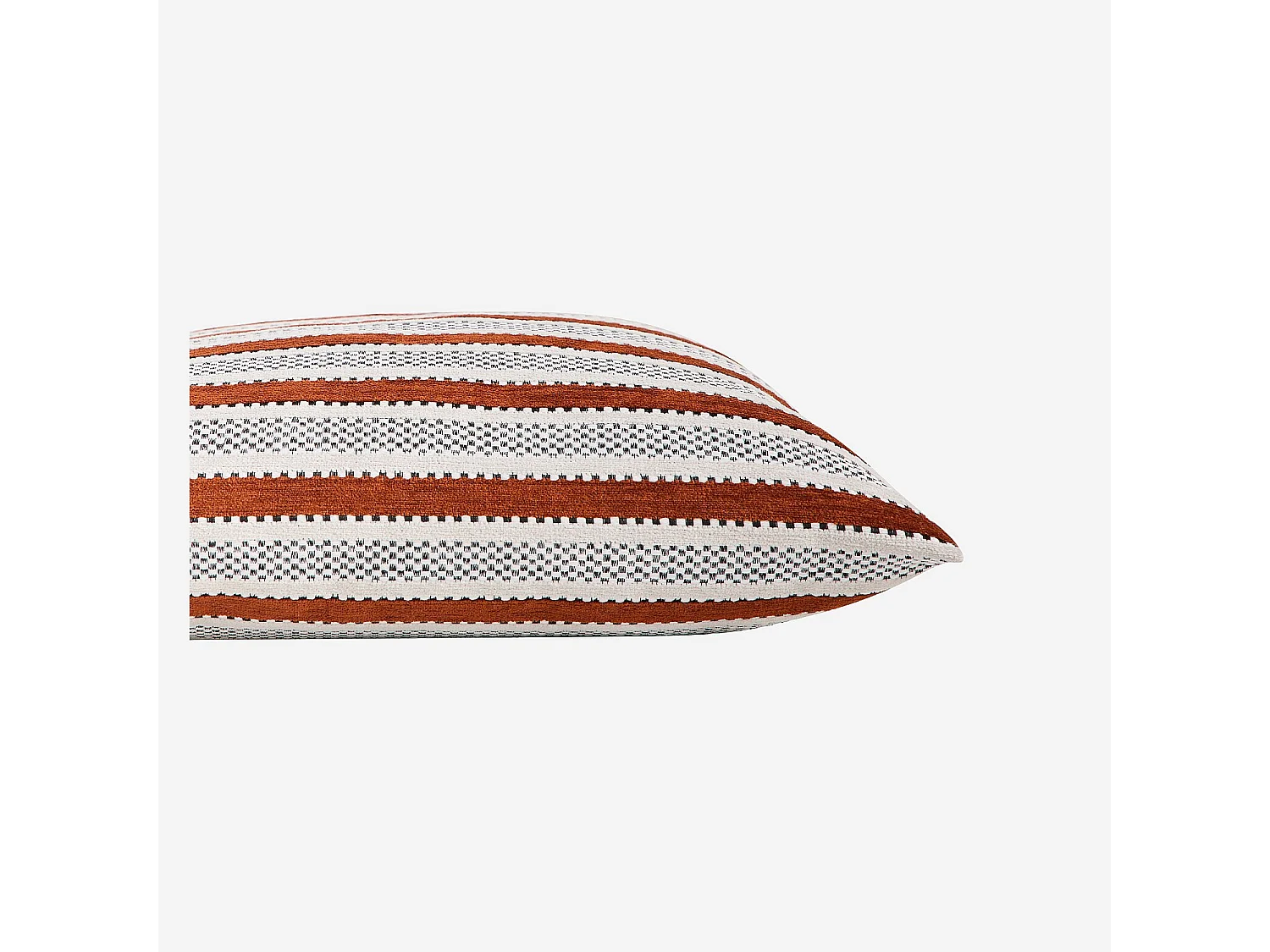Coussin en tissu jacquard - 44 x 44 cm - Motifs à rayures - Terracotta