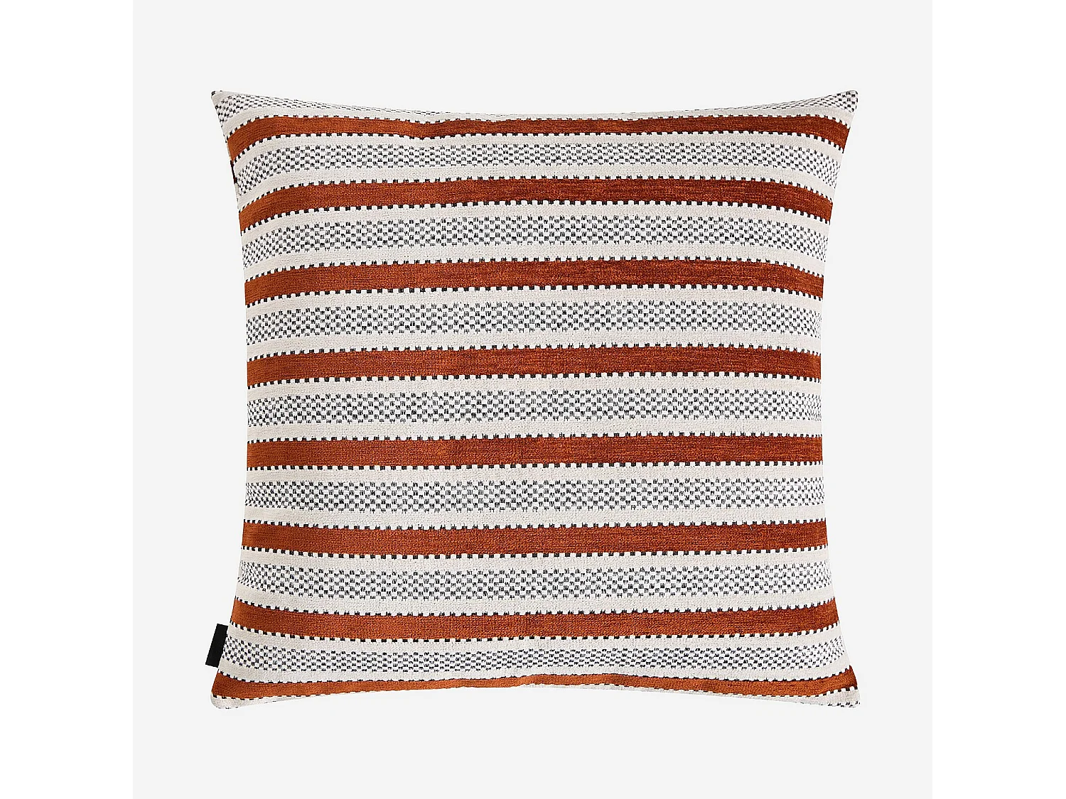 Coussin en tissu jacquard - 44 x 44 cm - Motifs à rayures - Terracotta