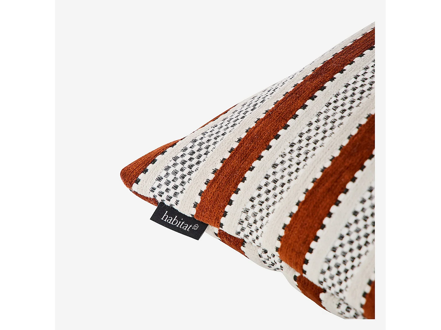 Coussin en tissu jacquard - 44 x 44 cm - Motifs à rayures - Terracotta