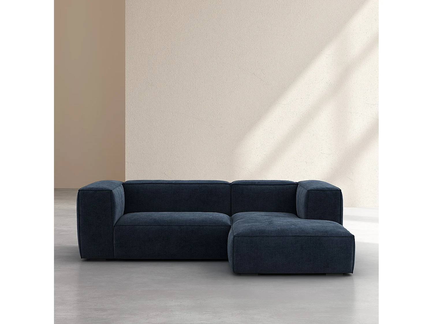 Canapé d'angle droit en tissu Kumal - Bleu nuit