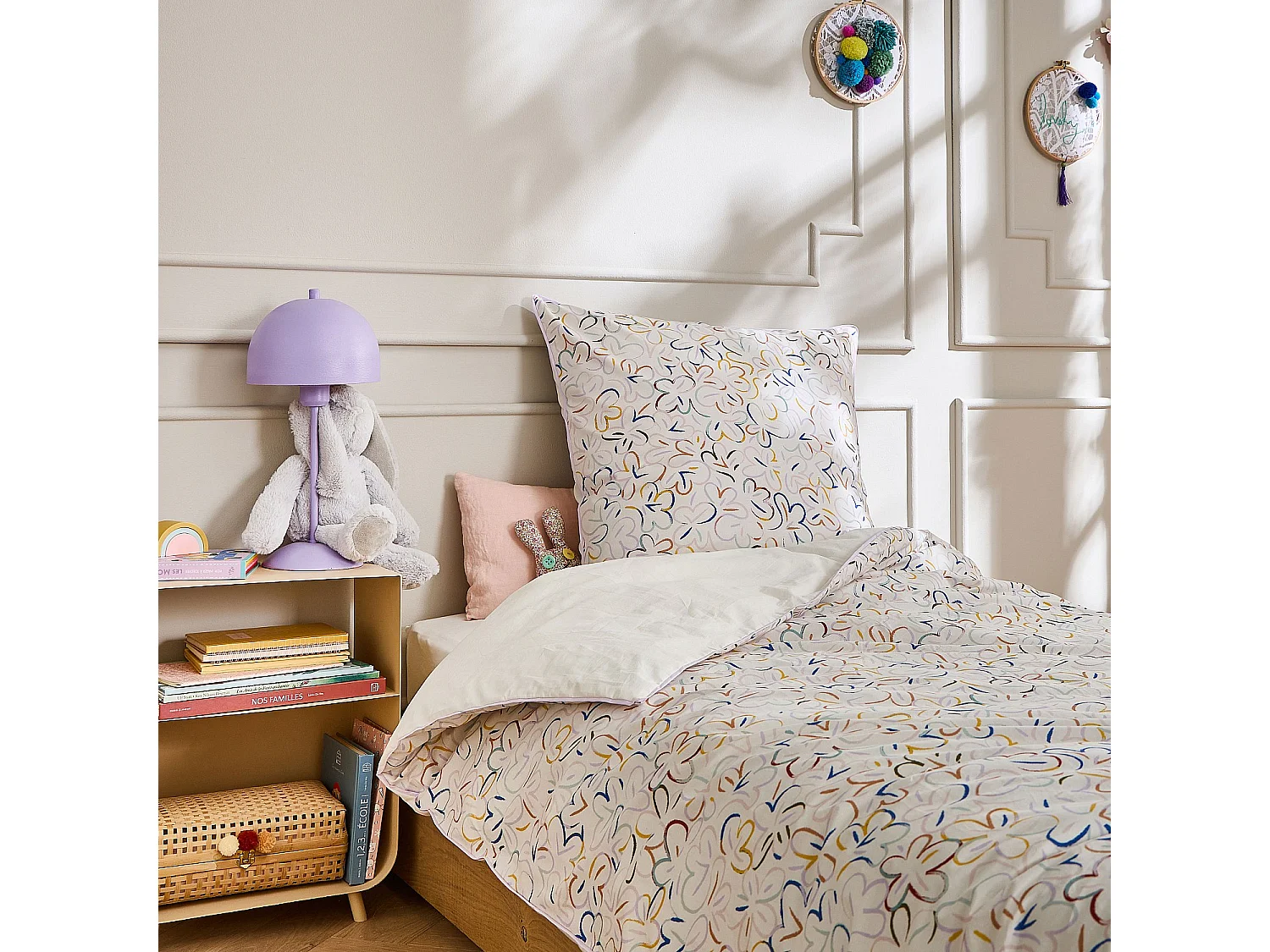 Habitat - Parure de lit en percale de coton bio - 140 x 200 cm - Motifs à fleurs - Design by Floriane Jacques - Albane