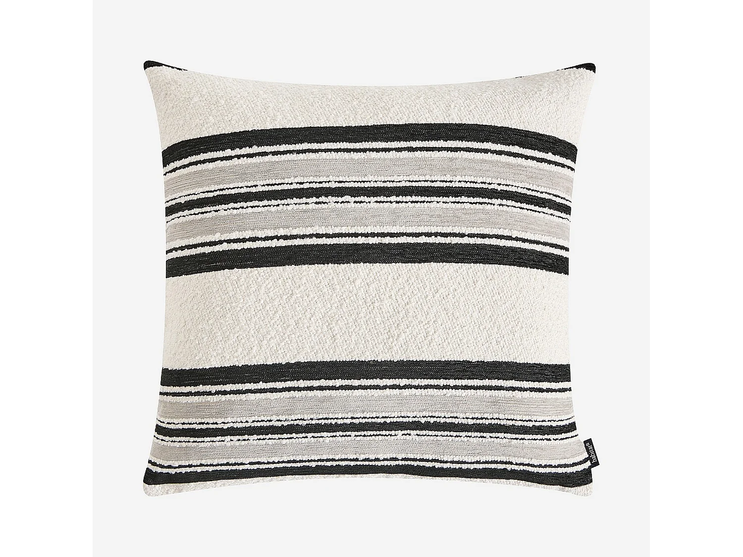 Coussin en tissu jacquard bouclette - 44 x 44 cm - Motifs à rayures - Gris