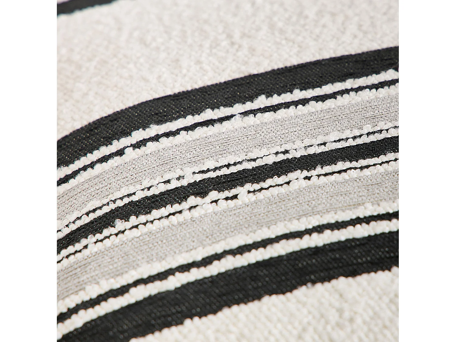 Coussin en tissu jacquard bouclette - 44 x 44 cm - Motifs à rayures - Gris