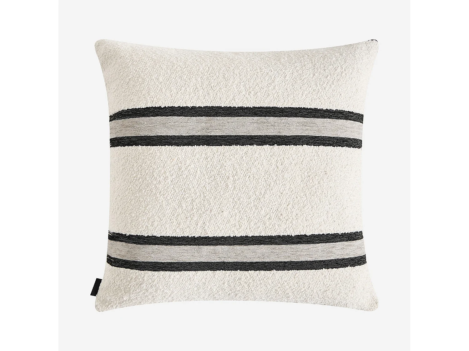 Coussin en tissu jacquard bouclette - 44 x 44 cm - Motifs à rayures - Gris