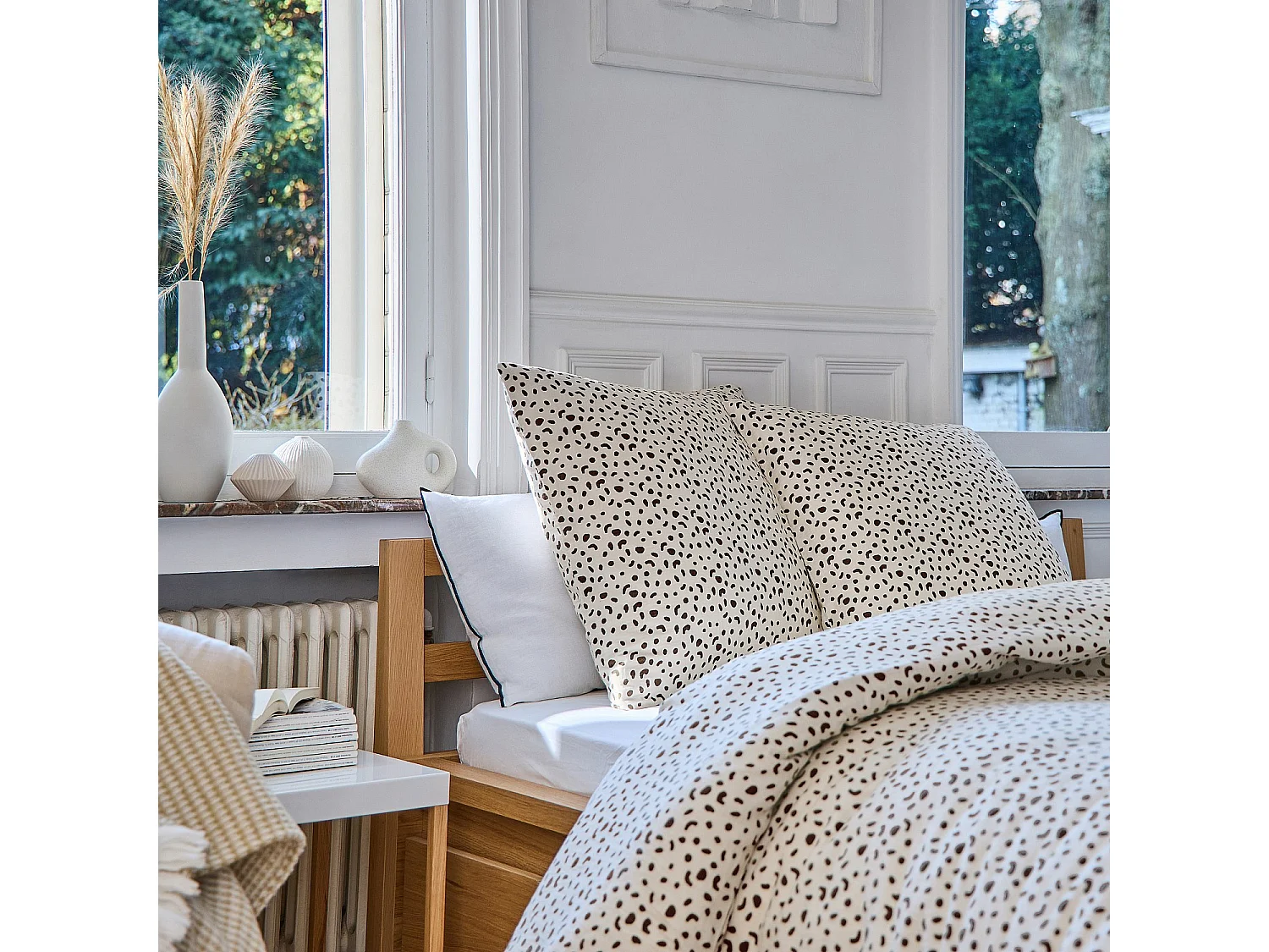 Parure de lit en double gaze de coton - 240 x 220 cm - Marron - Design by Floriane Jacques